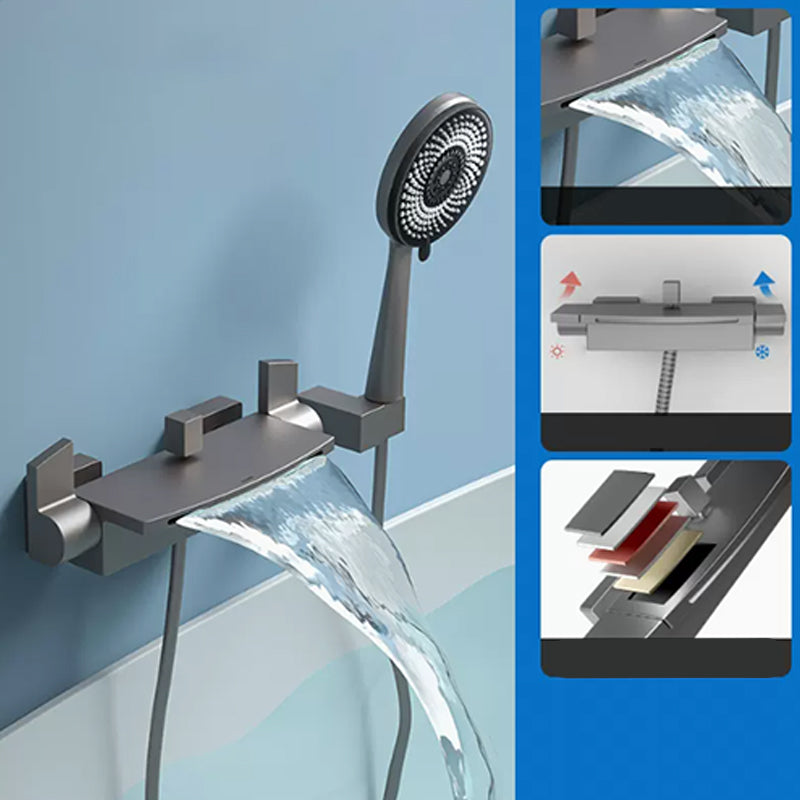 Modern Bathtub Faucet Copper Low Arc Wall Mounted Bathroom Faucet