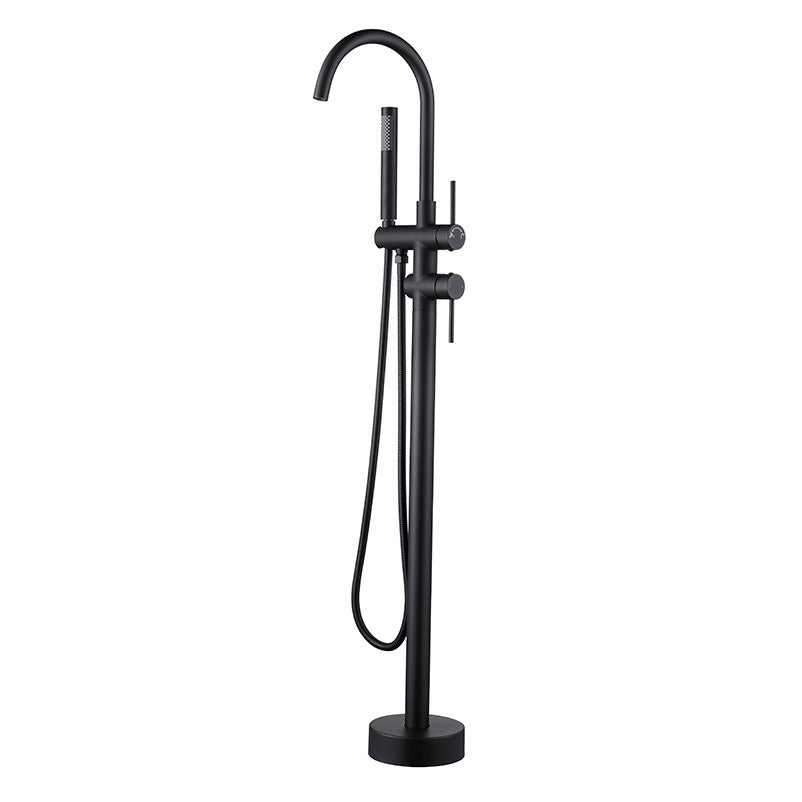 Modern Freestanding Tub Filler Floor Mounted Tub Faucet with Dual Handle