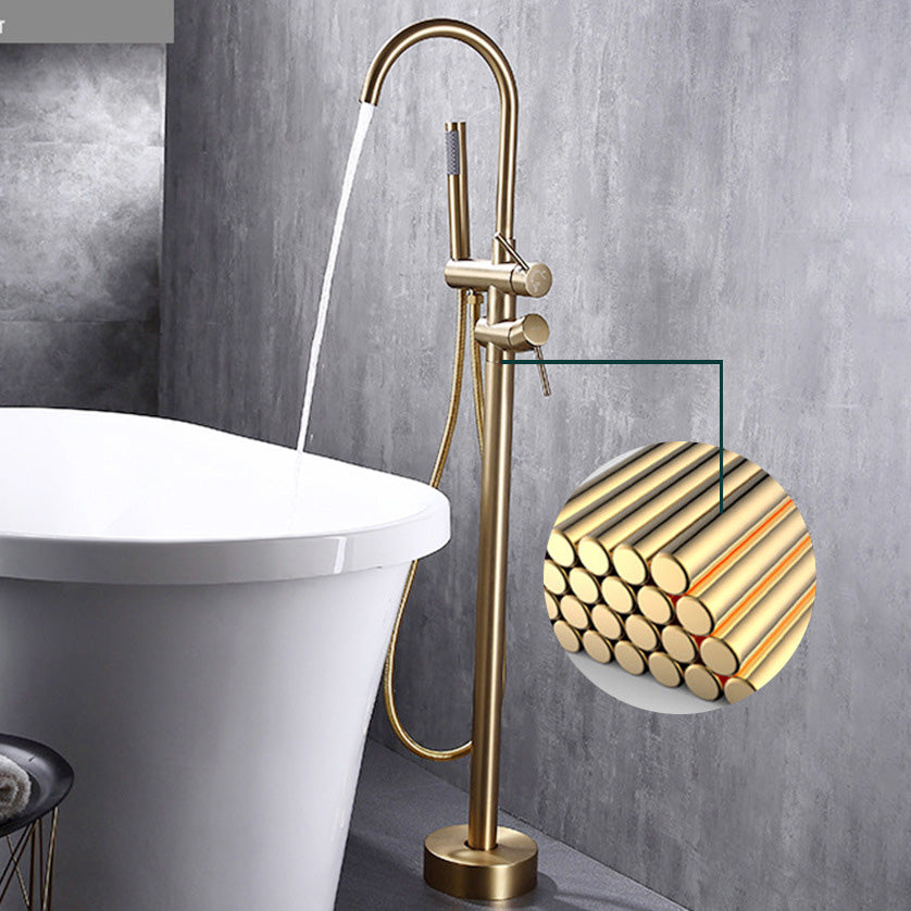 Modern Freestanding Tub Filler Floor Mounted Tub Faucet with Dual Handle
