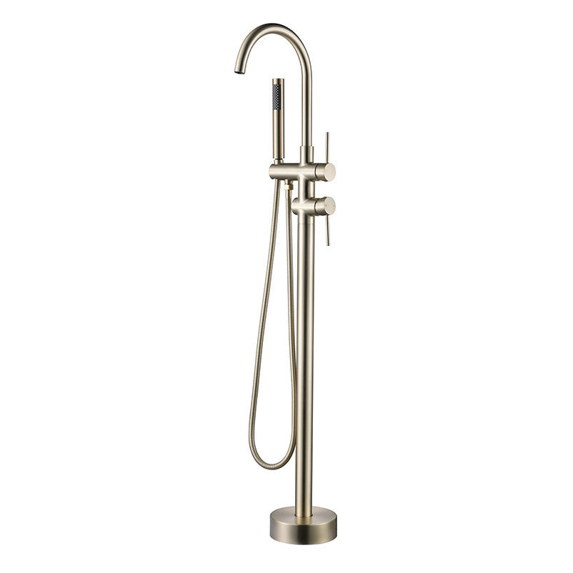 Modern Freestanding Tub Filler Floor Mounted Tub Faucet with Dual Handle