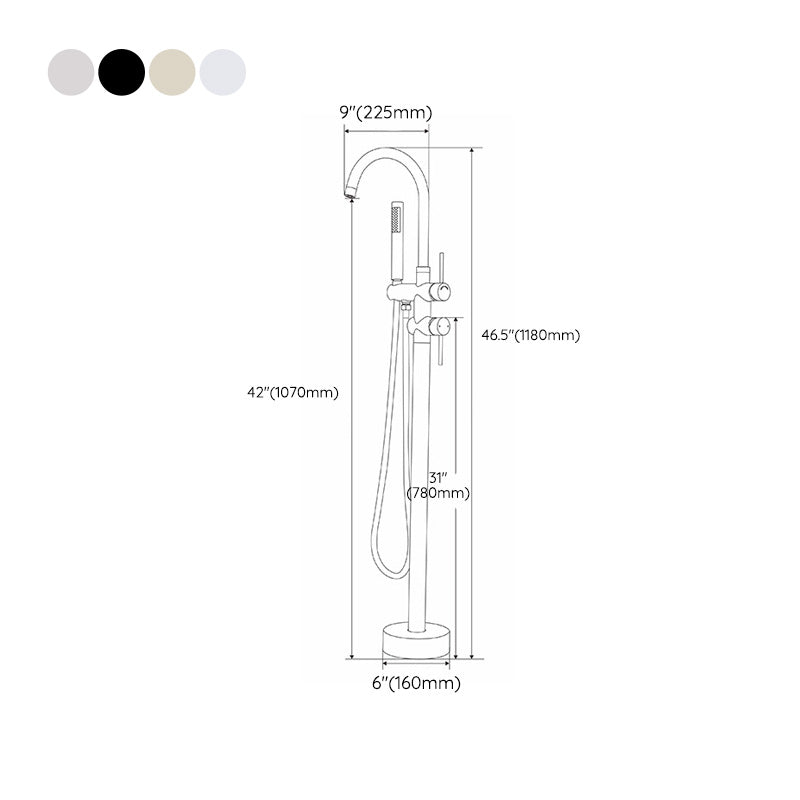 Modern Freestanding Tub Filler Floor Mounted Tub Faucet with Dual Handle