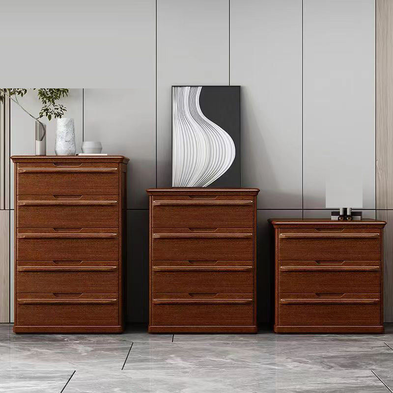 Contemporary Home Wooden Storage Chest Vertical Chest in Brown with Drawers