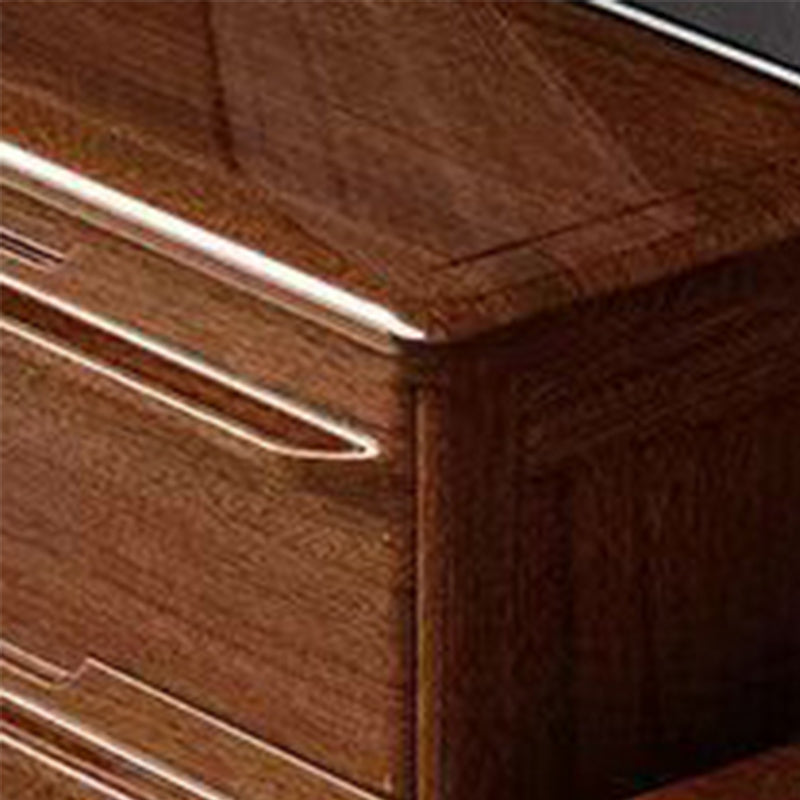 Contemporary Home Wooden Storage Chest Vertical Chest in Brown with Drawers