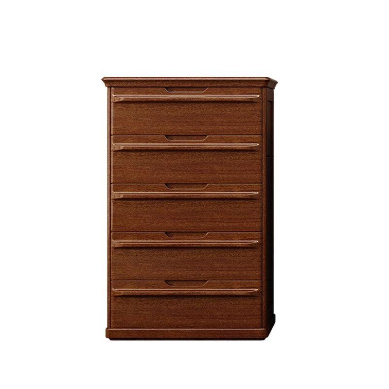Contemporary Home Wooden Storage Chest Vertical Chest in Brown with Drawers