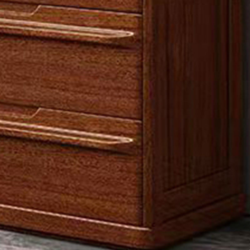 Contemporary Home Wooden Storage Chest Vertical Chest in Brown with Drawers