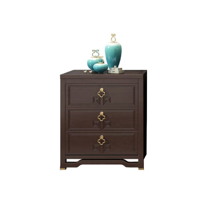 Glam Wooden Storage Chest Vertical Chest in Brown with Drawers