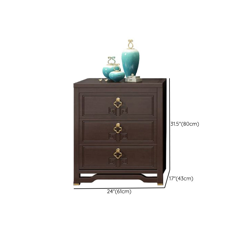 Glam Wooden Storage Chest Vertical Chest in Brown with Drawers