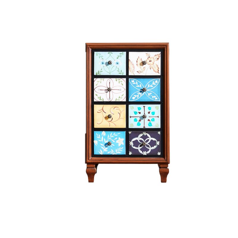 American Traditional Wooden Storage Chest Home Vertical Chest with Drawers