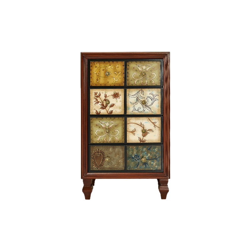 American Traditional Wooden Storage Chest Home Vertical Chest with Drawers