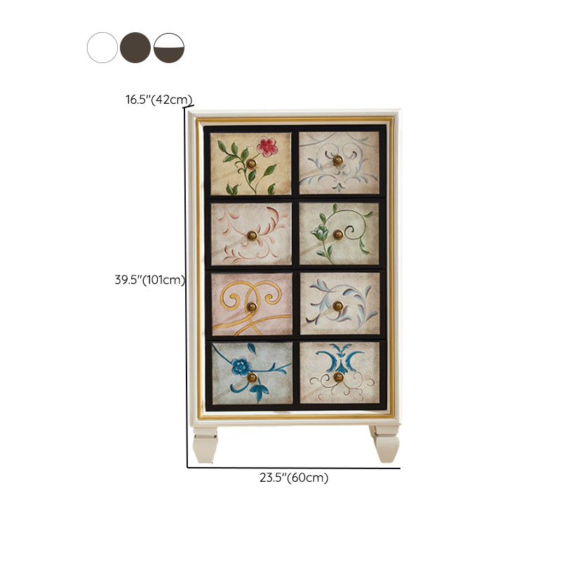 American Traditional Wooden Storage Chest Home Vertical Chest with Drawers