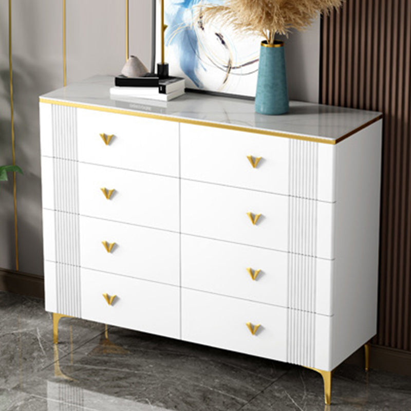 Glam Chest Bedroom Stone 15.7" Wide Chest in White with Drawers