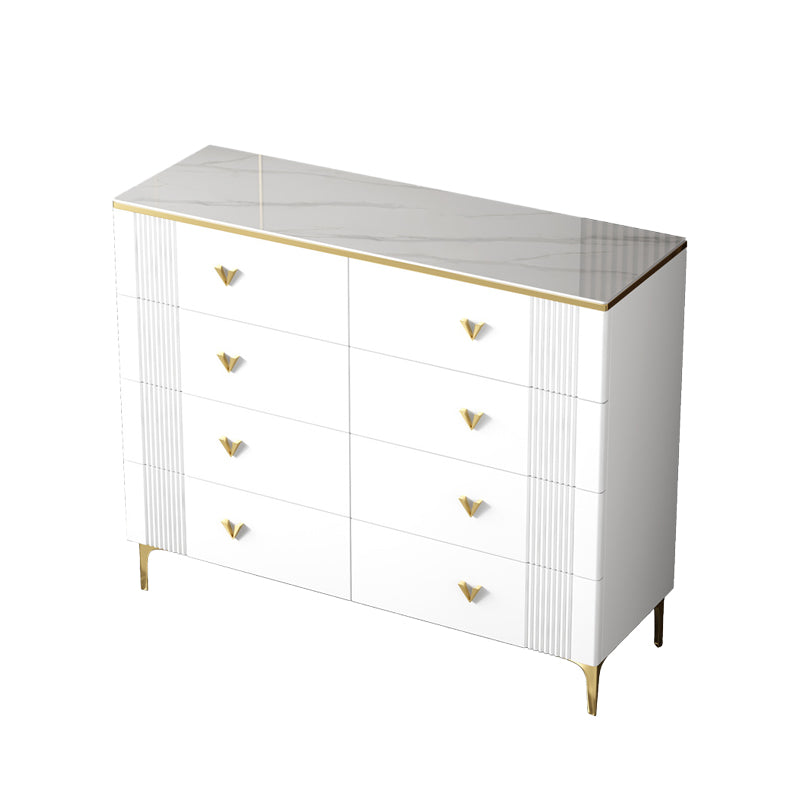 Glam Chest Bedroom Stone 15.7" Wide Chest in White with Drawers