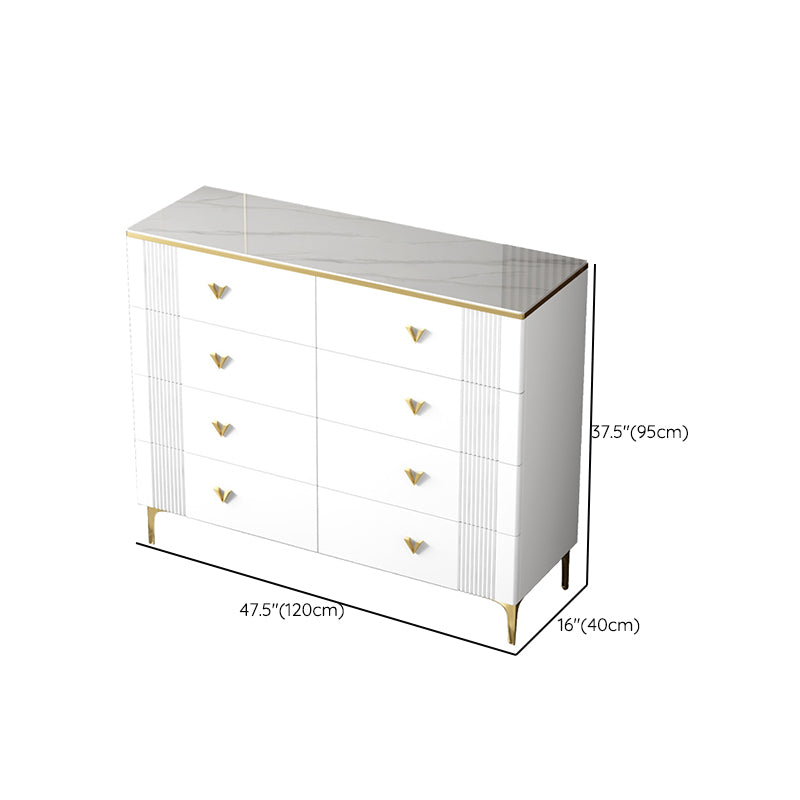 Glam Chest Bedroom Stone 15.7" Wide Chest in White with Drawers