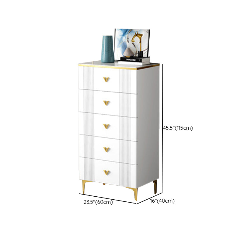Glam Chest Bedroom Stone 15.7" Wide Chest in White with Drawers