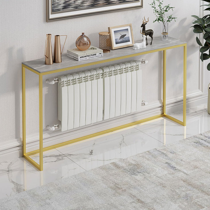 33.46" Tall Glam Console Sofa Table 1-Shelf Stone Accent Table for Hall