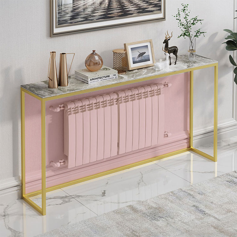 33.46" Tall Glam Console Sofa Table 1-Shelf Stone Accent Table for Hall