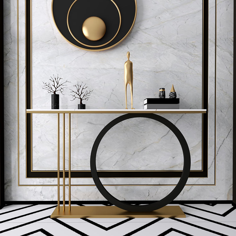 31.5-inch Tall Modern Console Table Stone Accent Table with Shelf