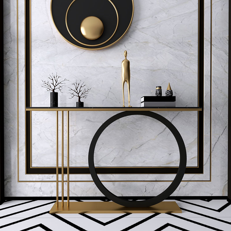 31.5-inch Tall Modern Console Table Stone Accent Table with Shelf