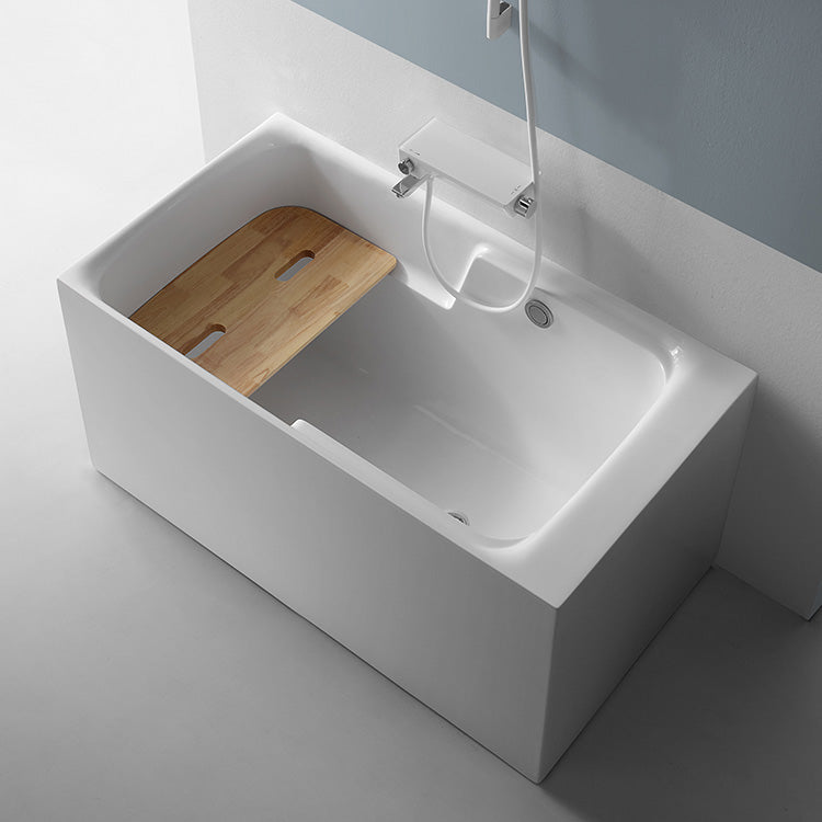 Back to Wall Small Tub Modern Soaking Rectangular Bathroom Bathtub