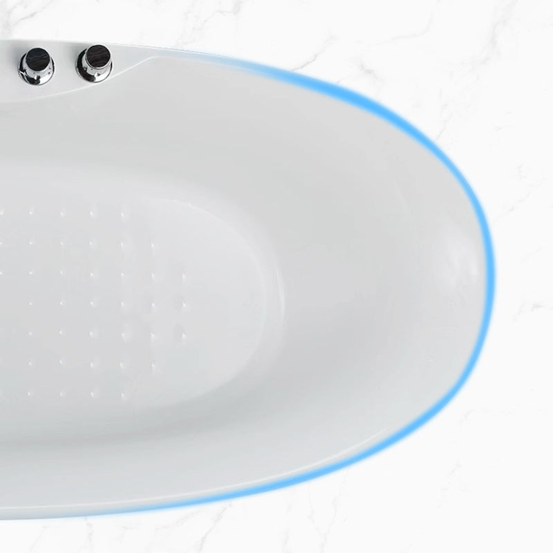 Modern Ellipse White Bathtub Acrylic Back to Wall with Drain Bath Tub