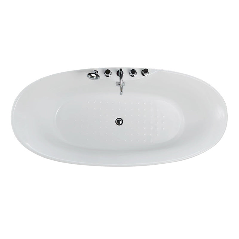 Modern Ellipse White Bathtub Acrylic Back to Wall with Drain Bath Tub