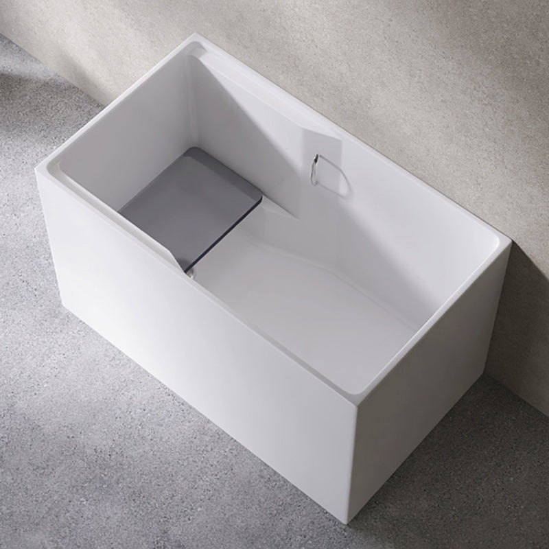 Modern Rectangular White Bathtub Acrylic Back to Wall with Drain Bath Tub