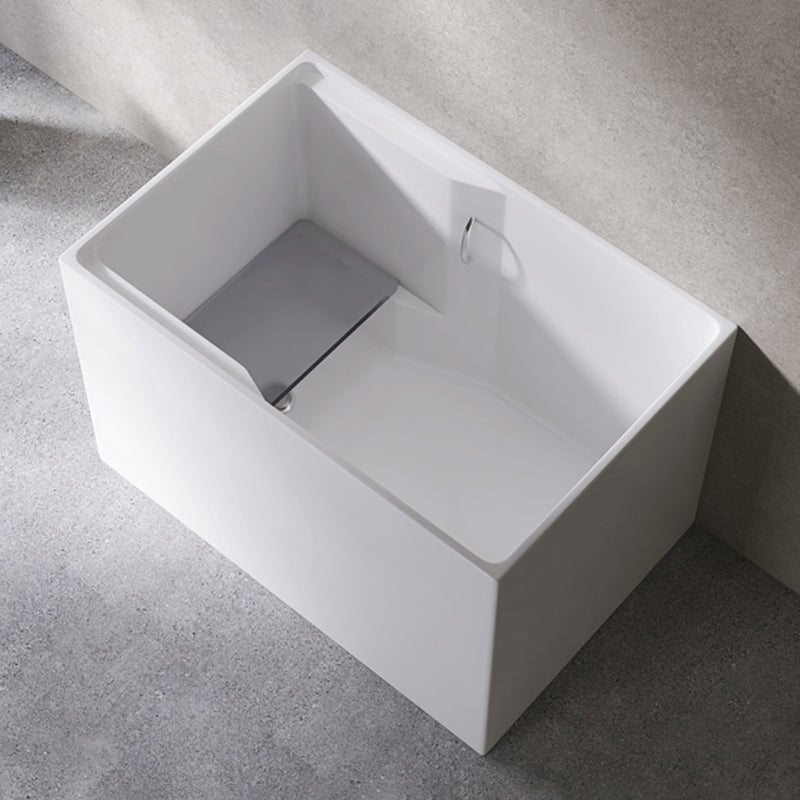 Modern Rectangular White Bathtub Acrylic Back to Wall with Drain Bath Tub