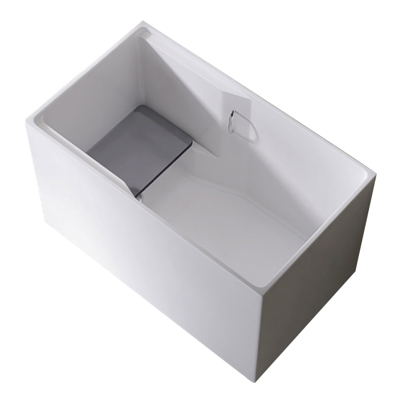 Modern Rectangular White Bathtub Acrylic Back to Wall with Drain Bath Tub