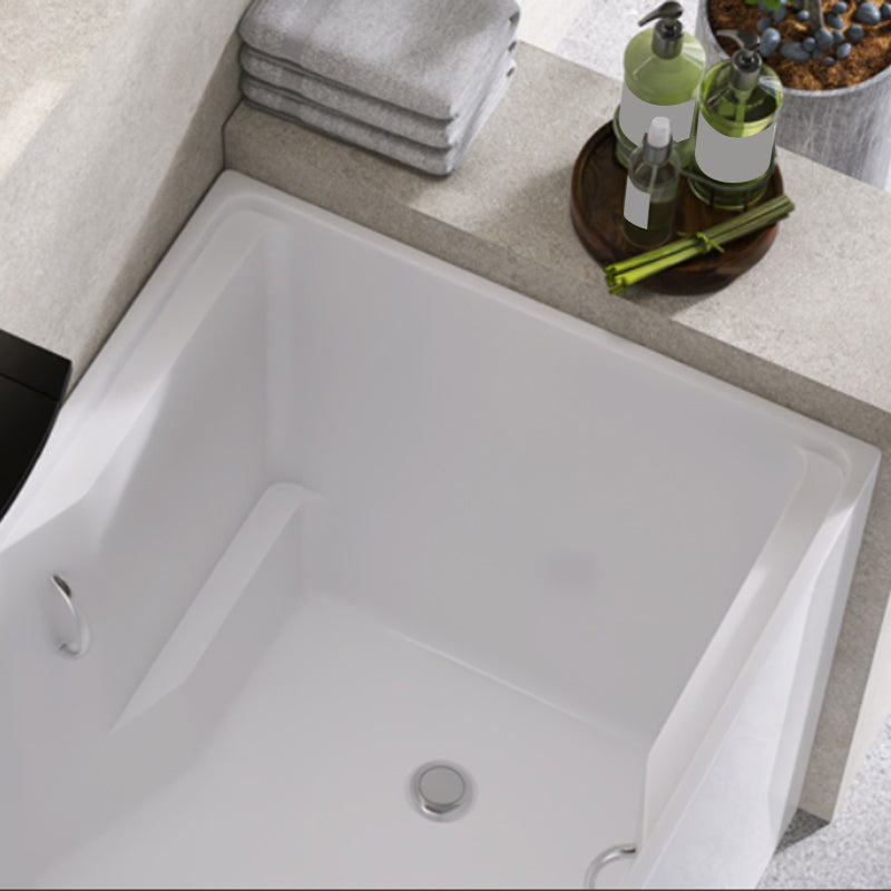 Modern Rectangular White Bathtub Acrylic Back to Wall with Drain Bath Tub