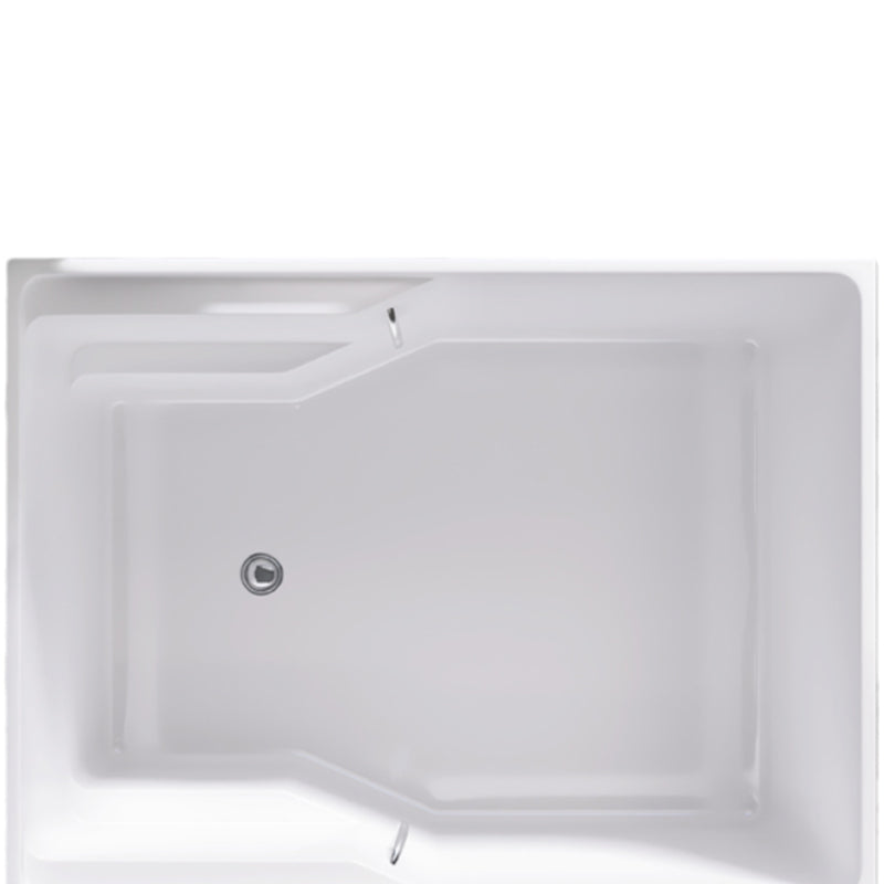 Modern Rectangular White Bathtub Acrylic Back to Wall with Drain Bath Tub