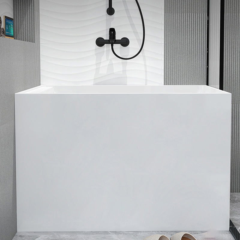 Modern Acrylic White Bathtub Rectangle Back to Wall with Drain Bath Tub