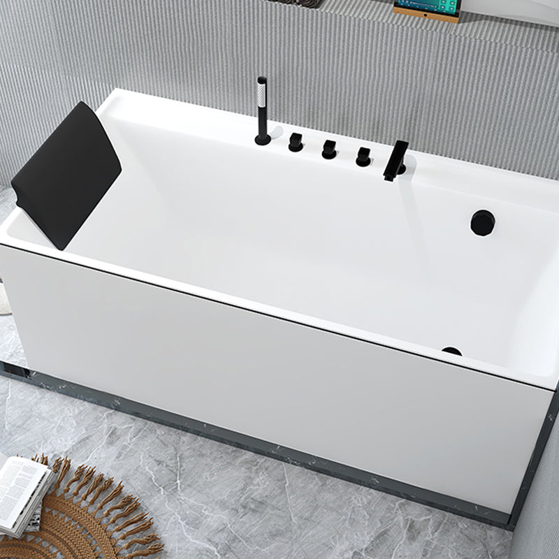 Modern Acrylic White Bathtub Rectangle Back to Wall with Drain Bath Tub
