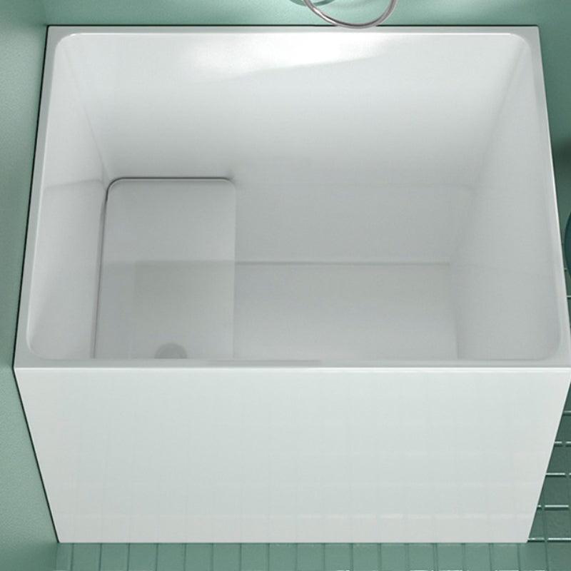 Modern Rectangle White Bathtub Acrylic Back to Wall with Drain Bath Tub