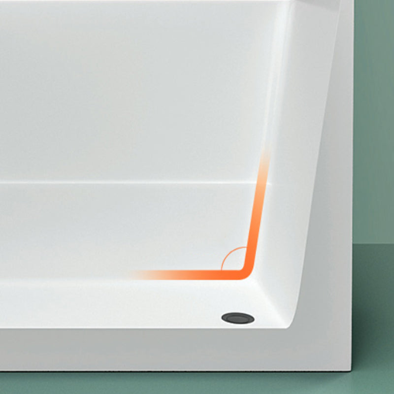 Modern Rectangle White Bathtub Acrylic Back to Wall with Drain Bath Tub