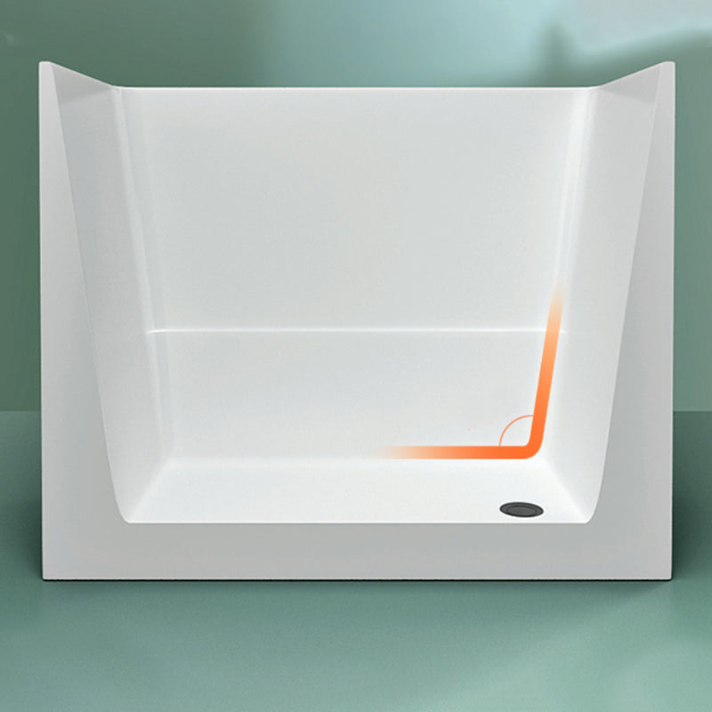Modern Rectangle White Bathtub Acrylic Back to Wall with Drain Bath Tub