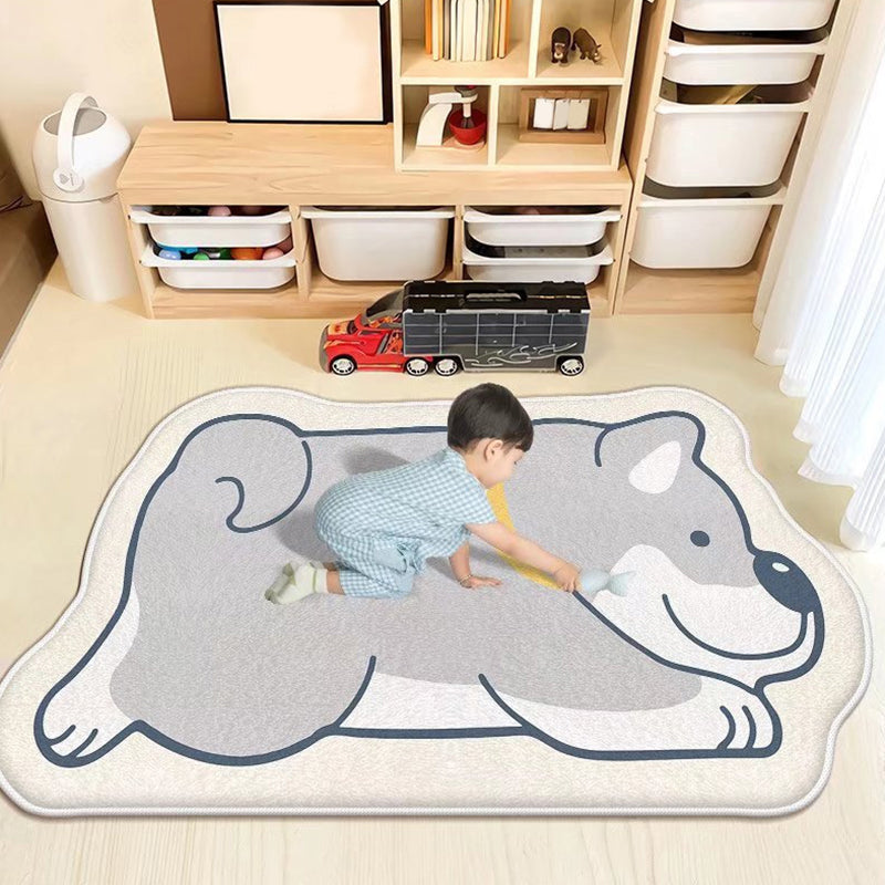 Modern Brown Rug Polyester Cartoon Pattern Rug Washable Rug for Home Decor