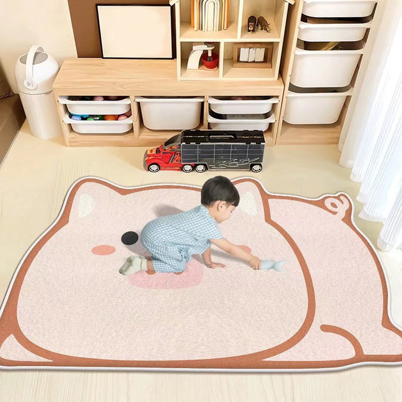 Modern Brown Rug Polyester Cartoon Pattern Rug Washable Rug for Home Decor