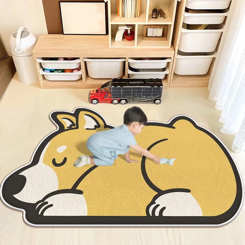 Modern Brown Rug Polyester Cartoon Pattern Rug Washable Rug for Home Decor