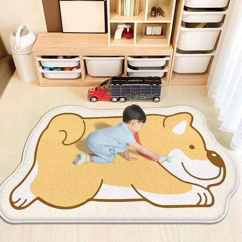 Modern Brown Rug Polyester Cartoon Pattern Rug Washable Rug for Home Decor