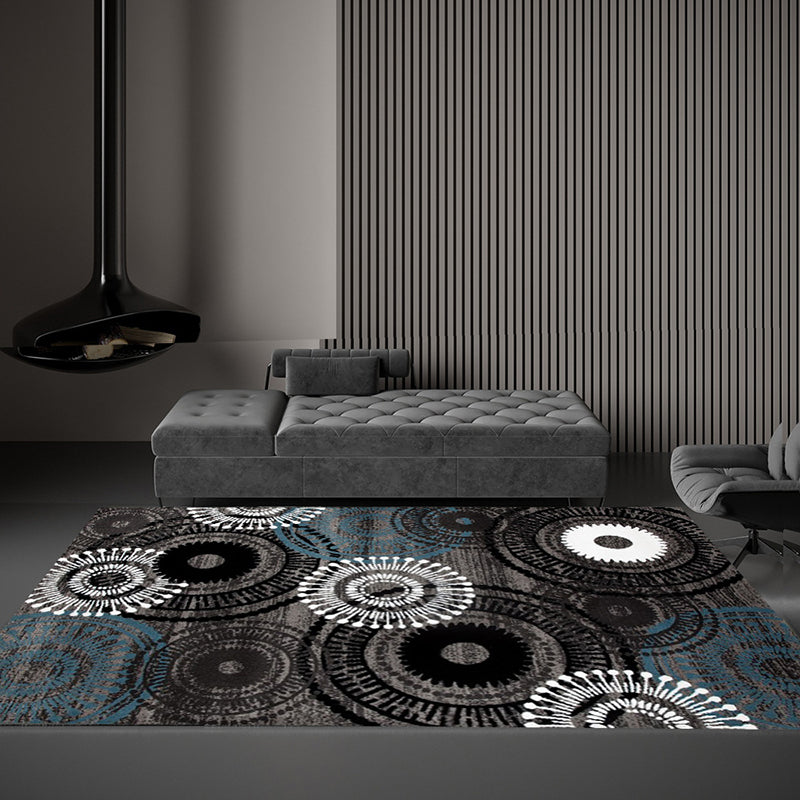 Blue Modern Carpet Polyester Pattern Carpet Stain Resistant Carpet for Home Decor