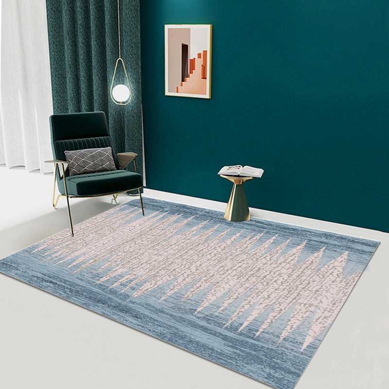 Blue Modern Carpet Polyester Pattern Carpet Stain Resistant Carpet for Home Decor