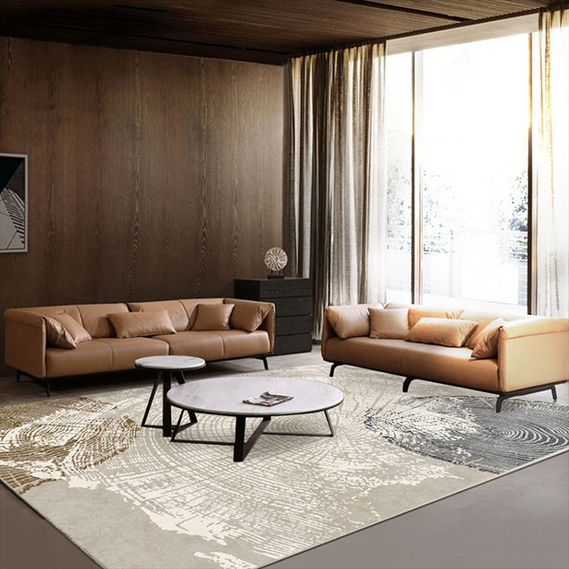 Beige Modern Rug Polyester Abstract Graphic Rug Washable Rug for Living Room