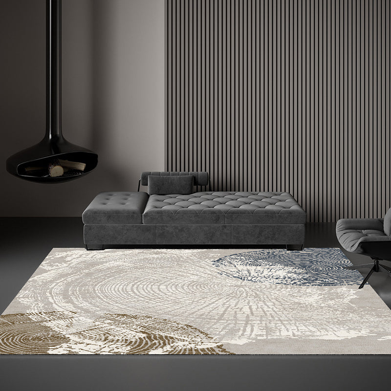 Beige Modern Rug Polyester Abstract Graphic Rug Washable Rug for Living Room