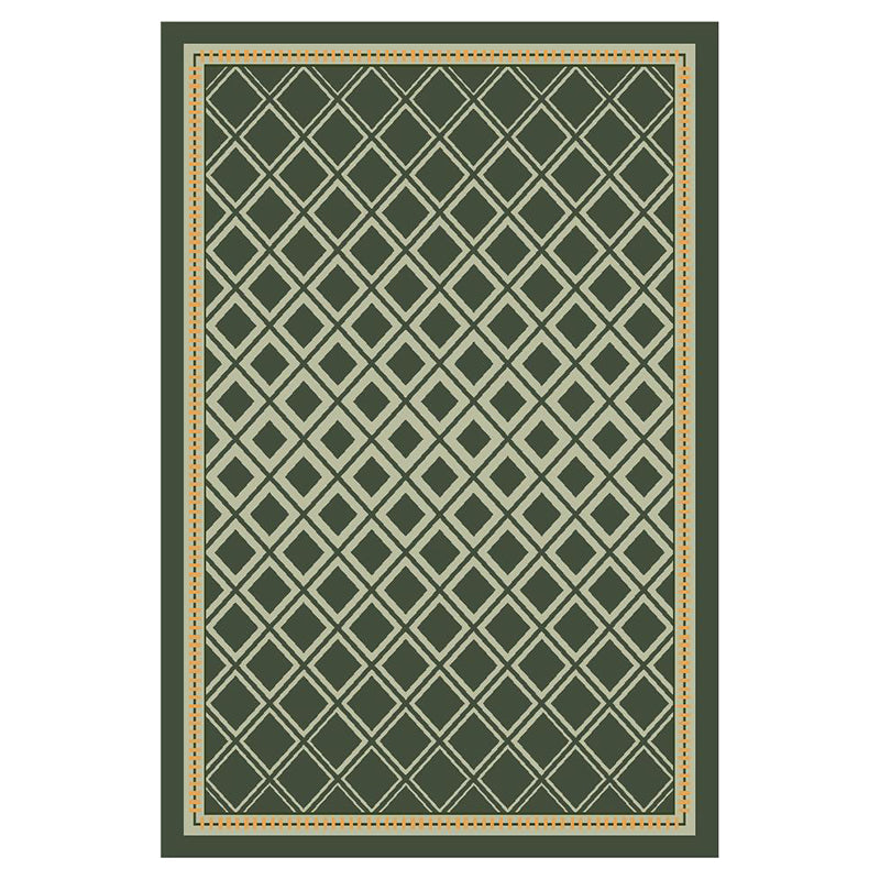 Green Diamond Area Rug Polyester Modern Rug Stain Resistant Rug for Living Room