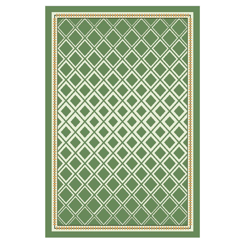 Green Diamond Area Rug Polyester Modern Rug Stain Resistant Rug for Living Room