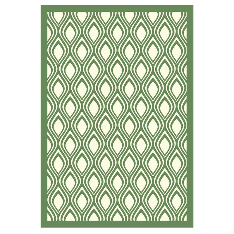 Green Diamond Area Rug Polyester Modern Rug Stain Resistant Rug for Living Room
