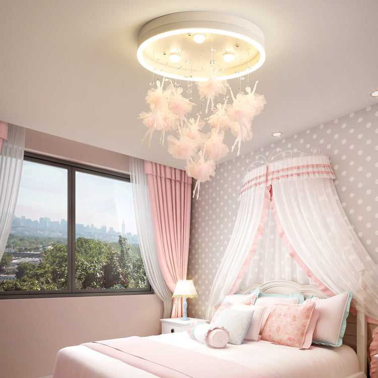 Led Ceiling Light Pink Round Acrylic Close to Ceiling Light for Kid Room