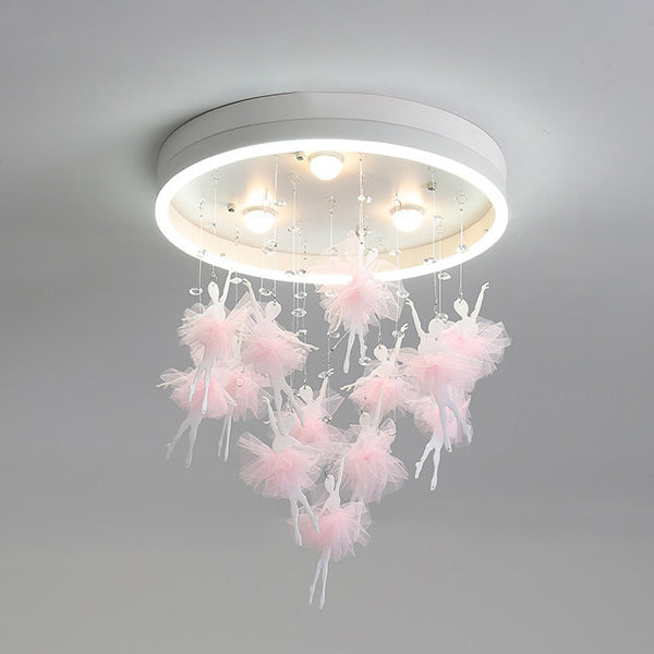 Led Ceiling Light Pink Round Acrylic Close to Ceiling Light for Kid Room