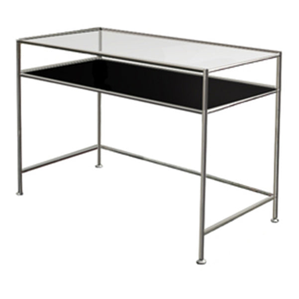 Modern Glass Top Office Desk 31.5" Tall Rectangular Writing Desk