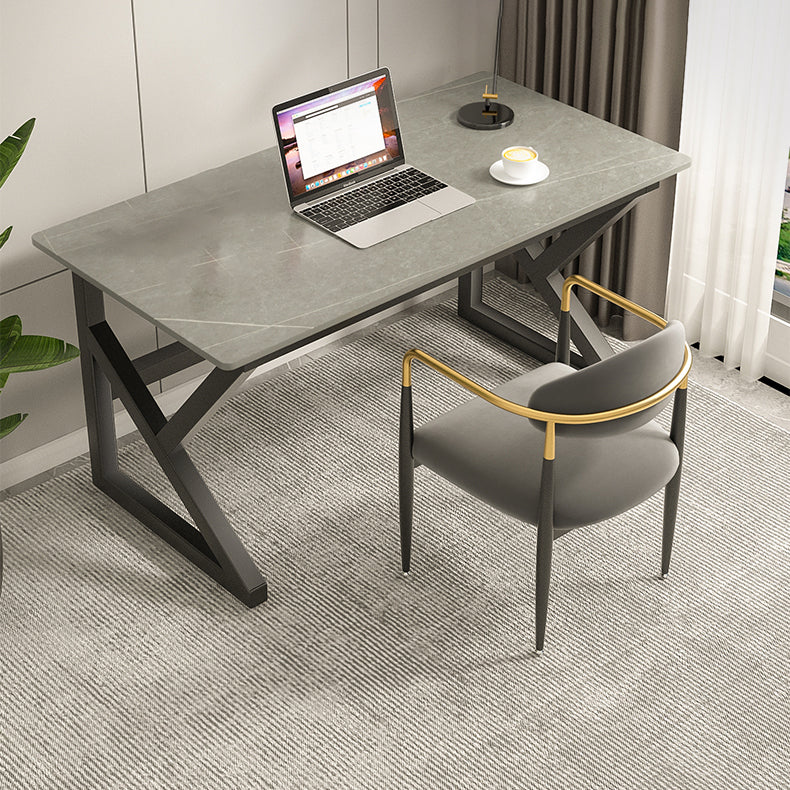 Industrial Office Desk Rectangular Antique Finish Computer Desk with Metal Legs